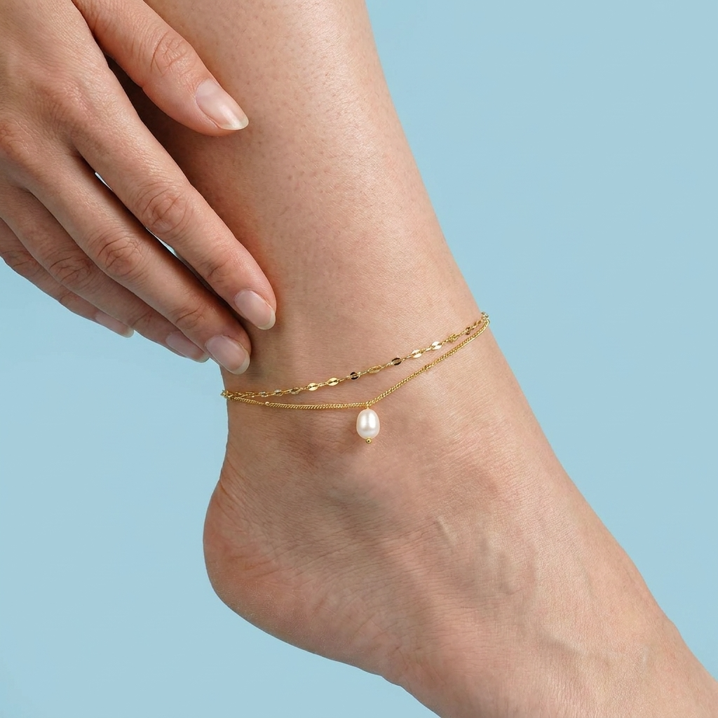 Riviera Pearl Drop Anklet