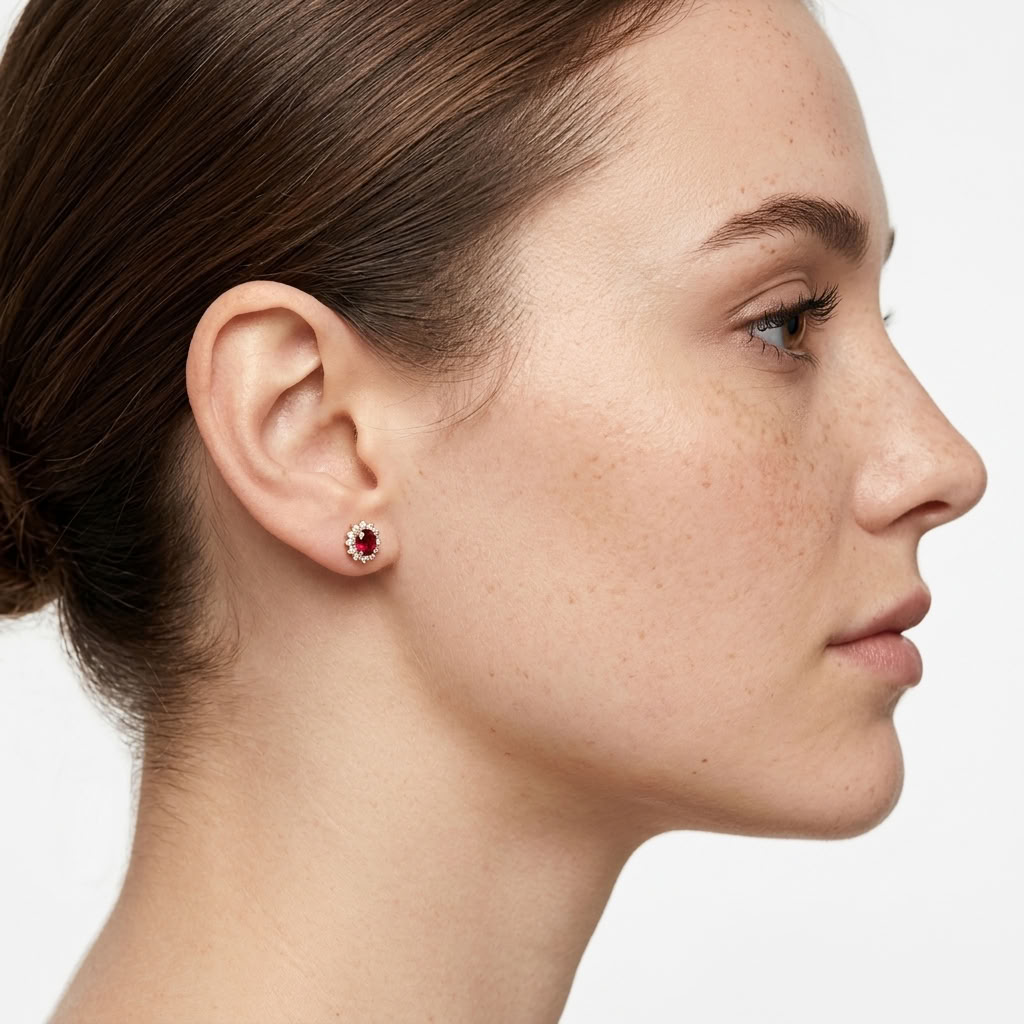 Cécile Red Halo Studs