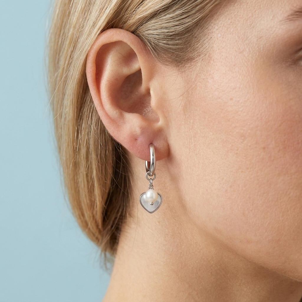 Cleo Pearl Silver Hoops