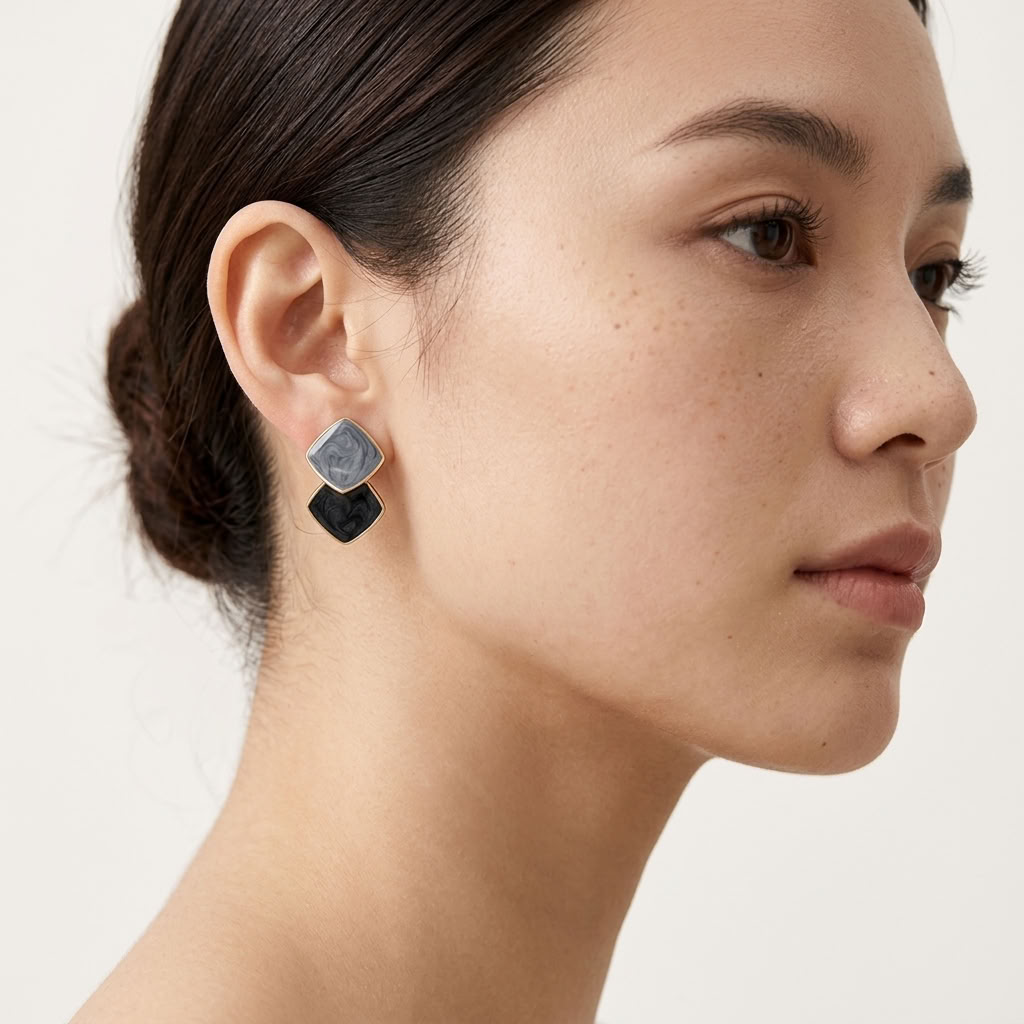 Ondine Blue Marbled Earrings