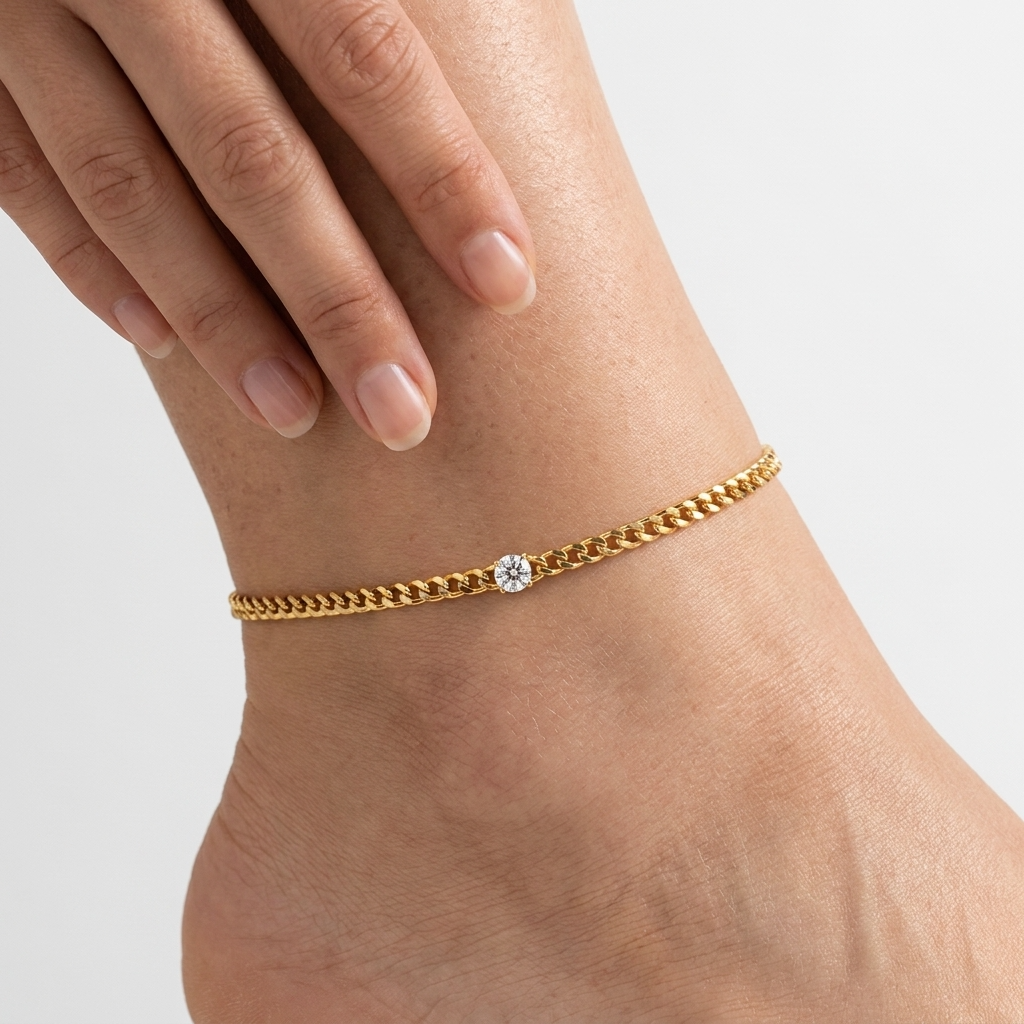 Celia Solitaire Chain Anklet