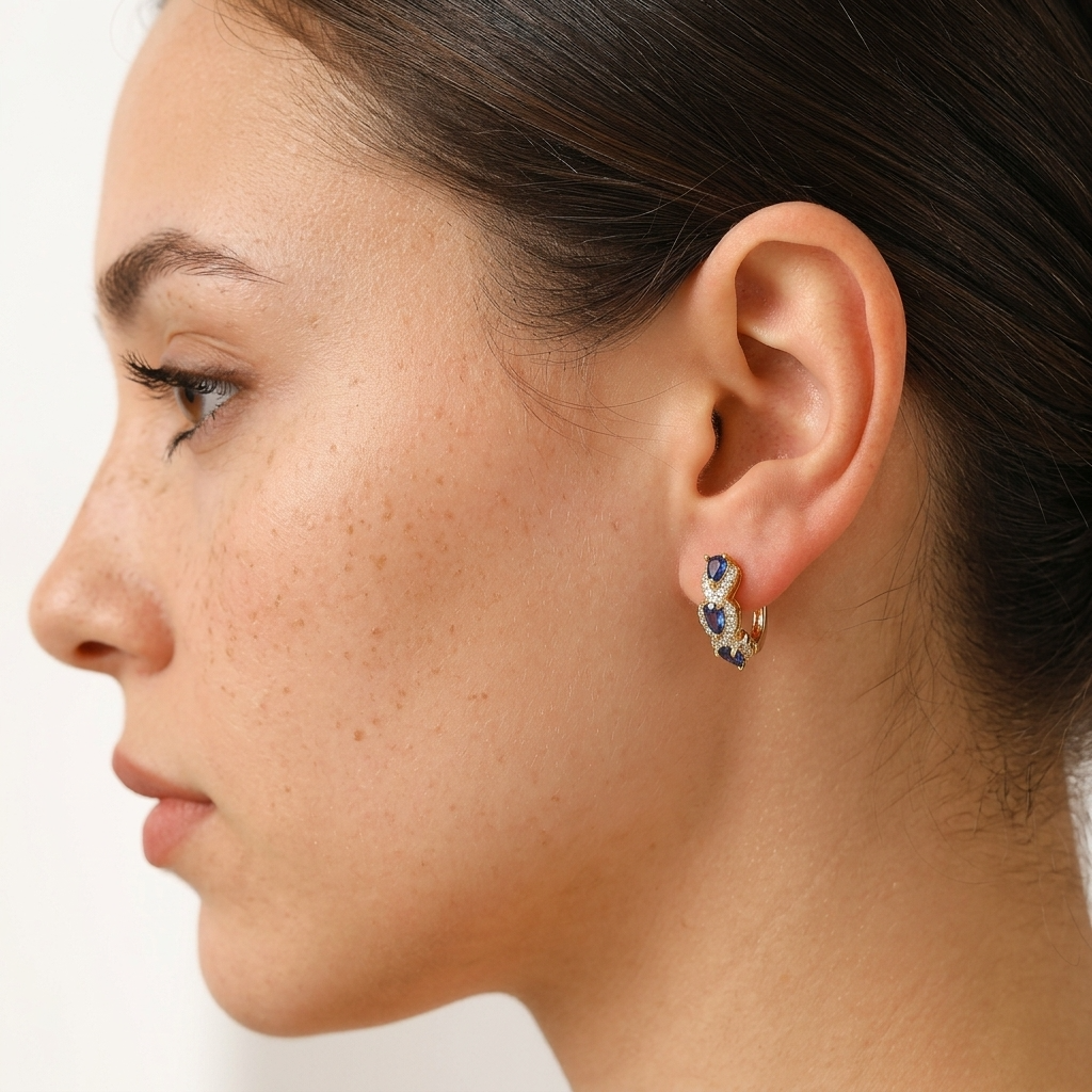 Midnight Sapphire Hoops