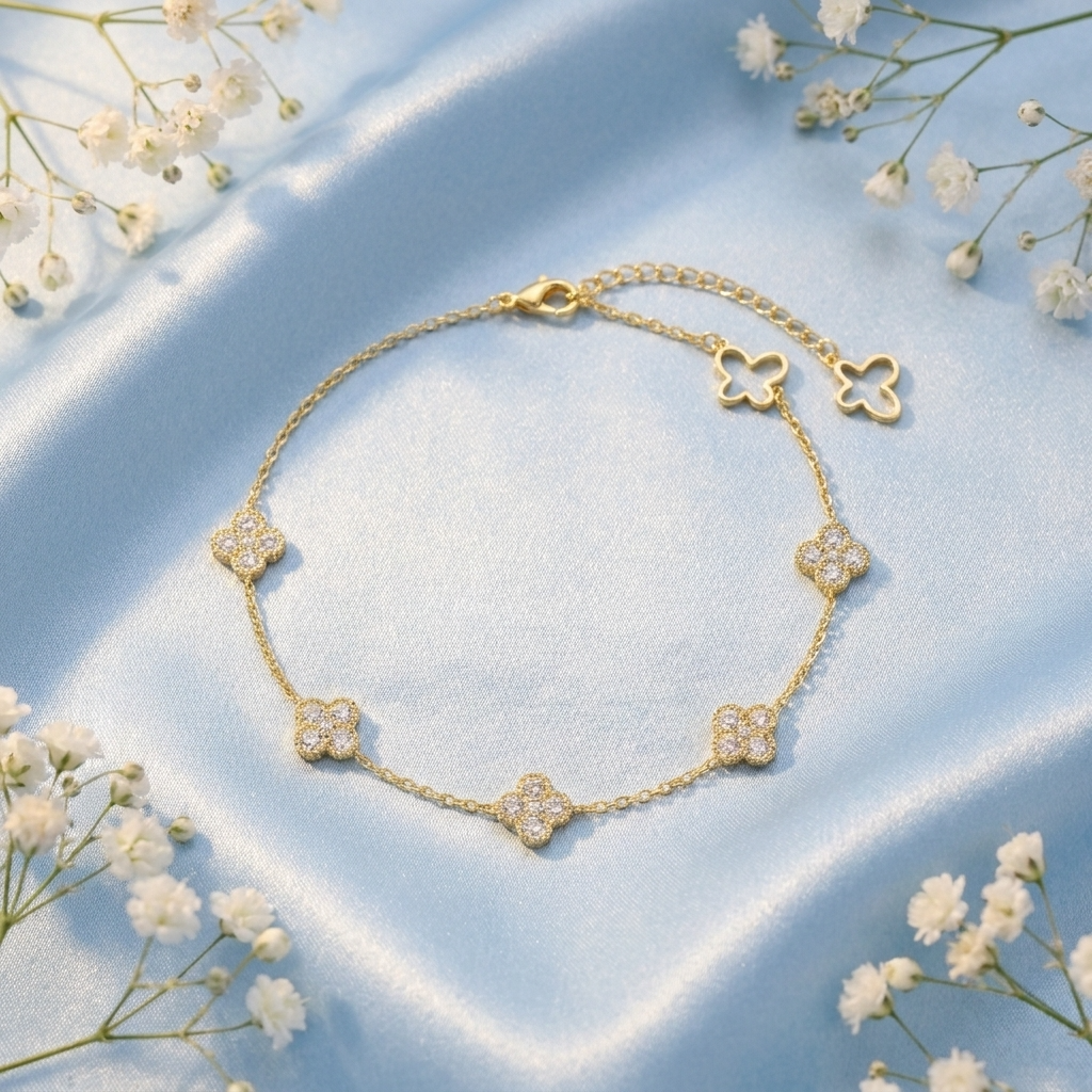 Zaria Crystal Clover Anklet