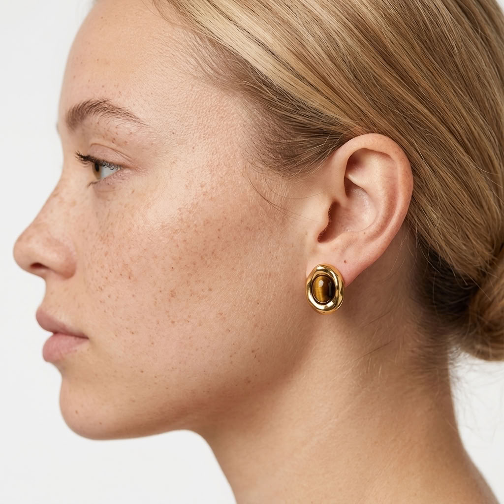 Corinne Tiger's Eye Studs