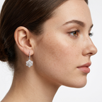 Crystal Rosette Silver Earrings