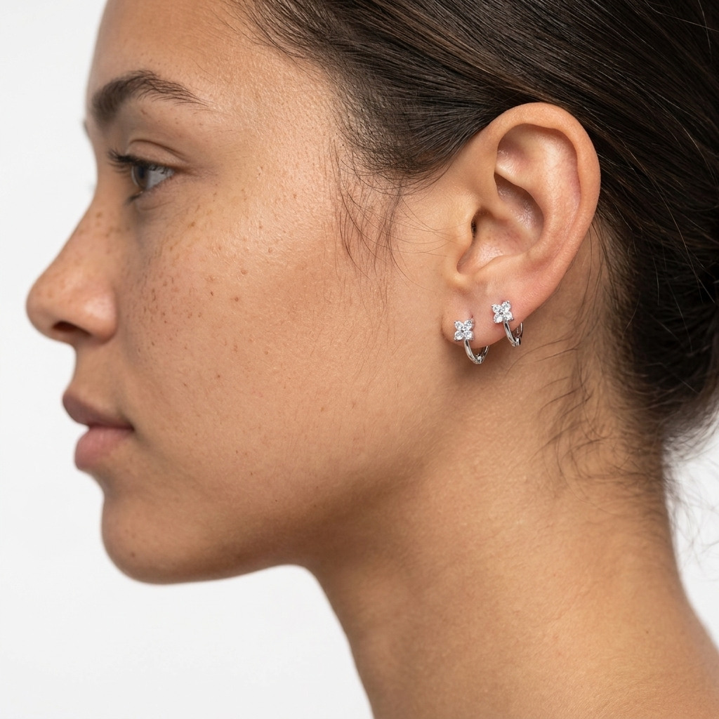 Sparkle Silver Hoops