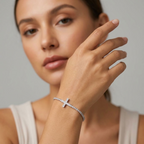 Agnès Silver Sideways Cross Bracelet