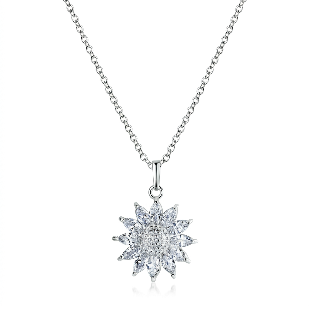 Soleil Silver Sunflower Pendant Necklace