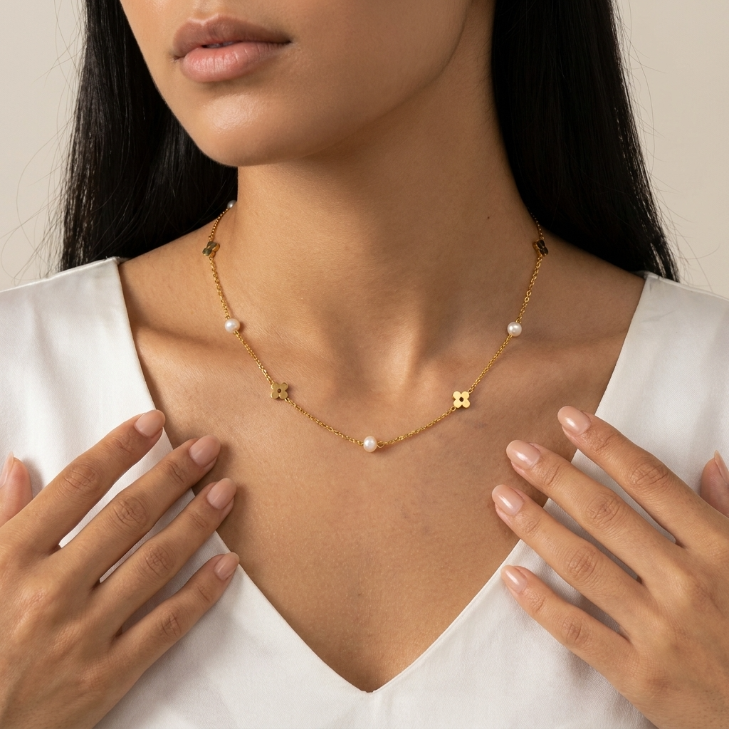 Fleur & Pearl Dainty Necklace