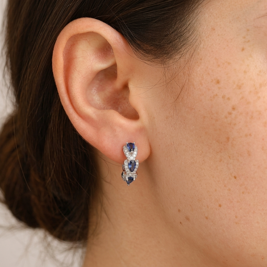 Midnight Sapphire Hoops