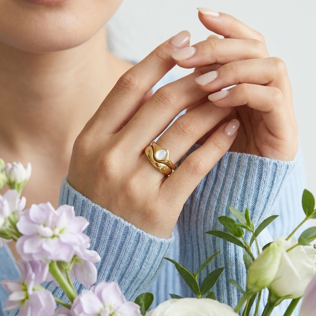 Fluid Pearl Statement Ring