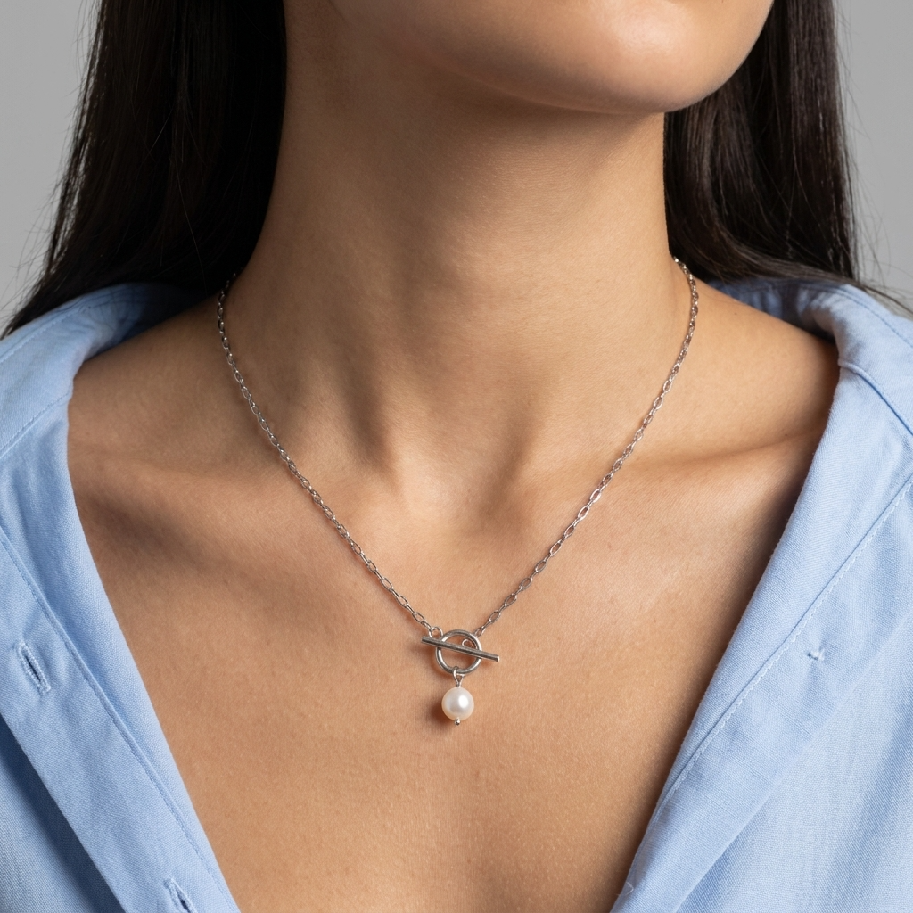 Riviera Silver Pearl Necklace