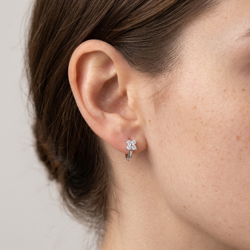 Sparkle Silver Hoops