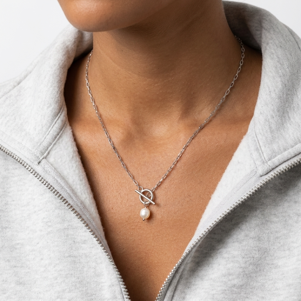 Riviera Silver Pearl Necklace