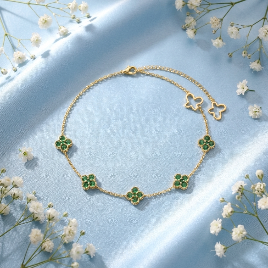 Zaria Crystal Clover Anklet