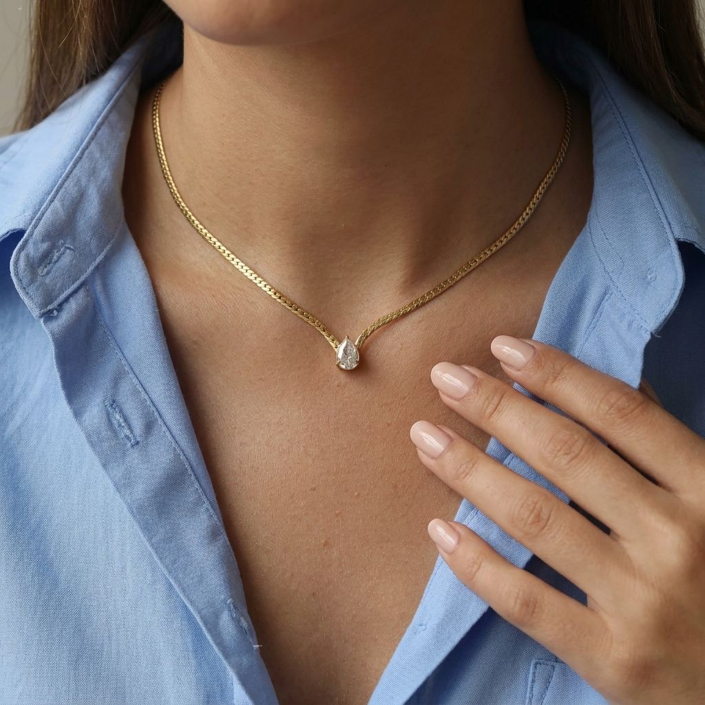 Teardrop Bezel Necklace