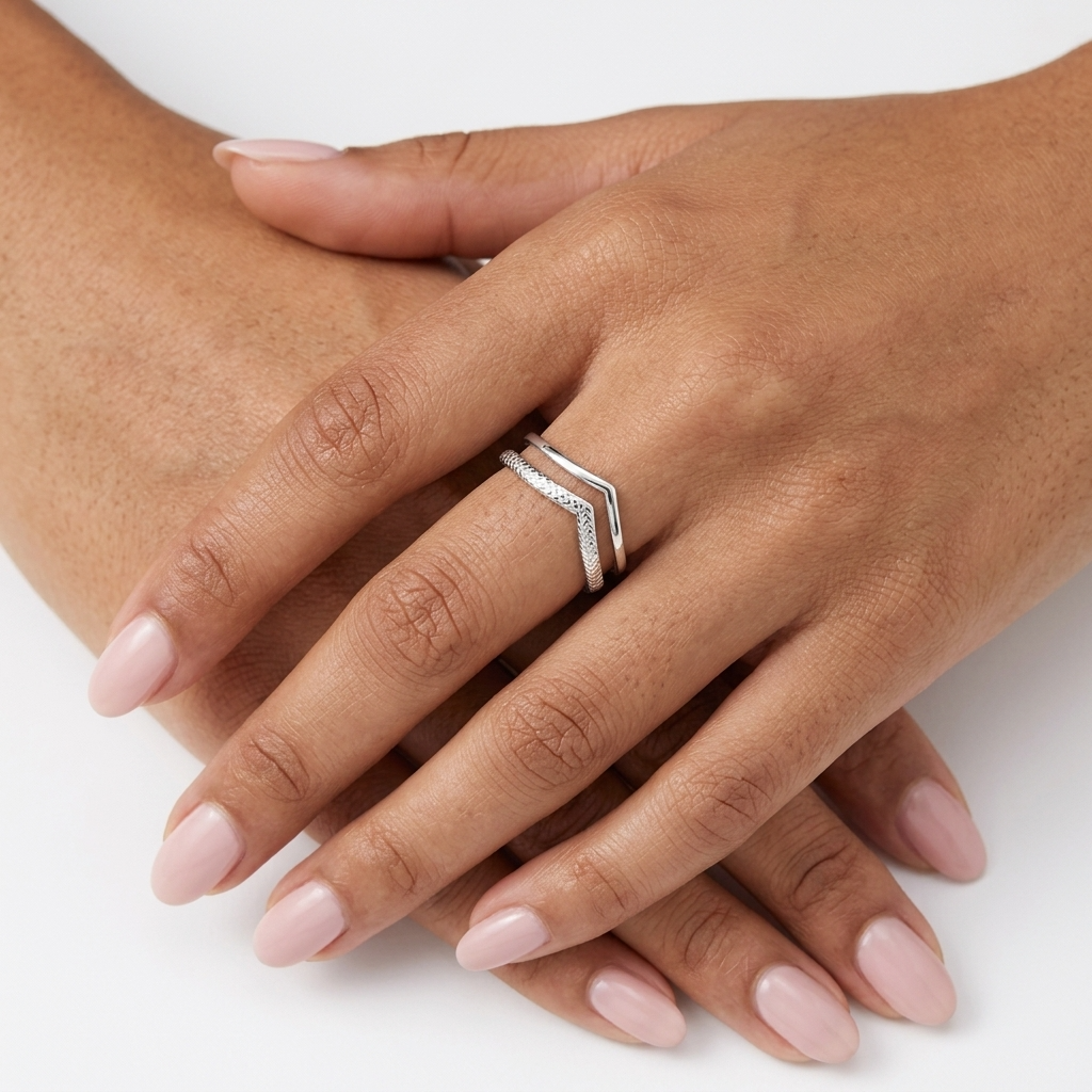 Vera Silver Chevron Braided Statement Ring