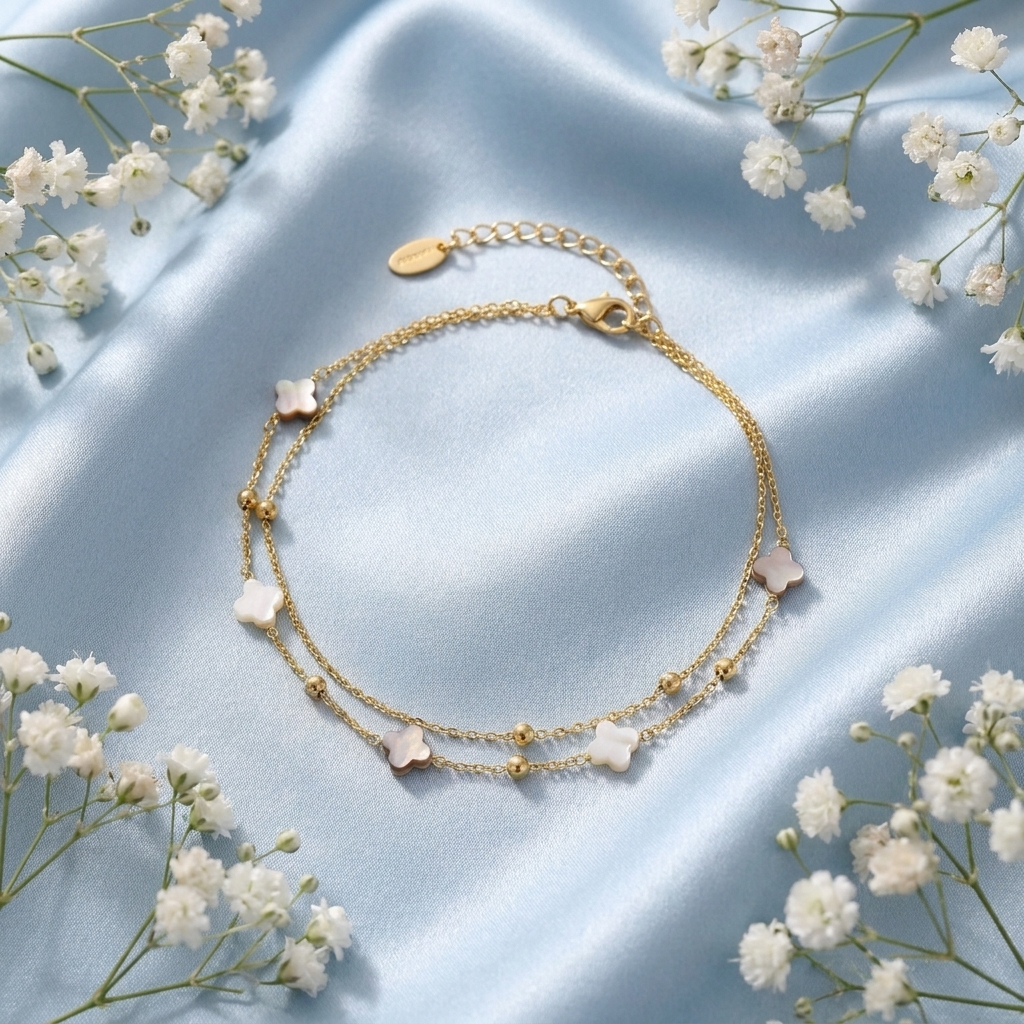 Elowen Clover Shell Anklet