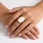 Lune Chunky Gold Mother of Pearl Statement Ring