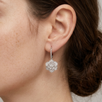 Crystal Rosette Silver Earrings
