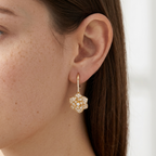 Crystal Rosette Gold Earrings