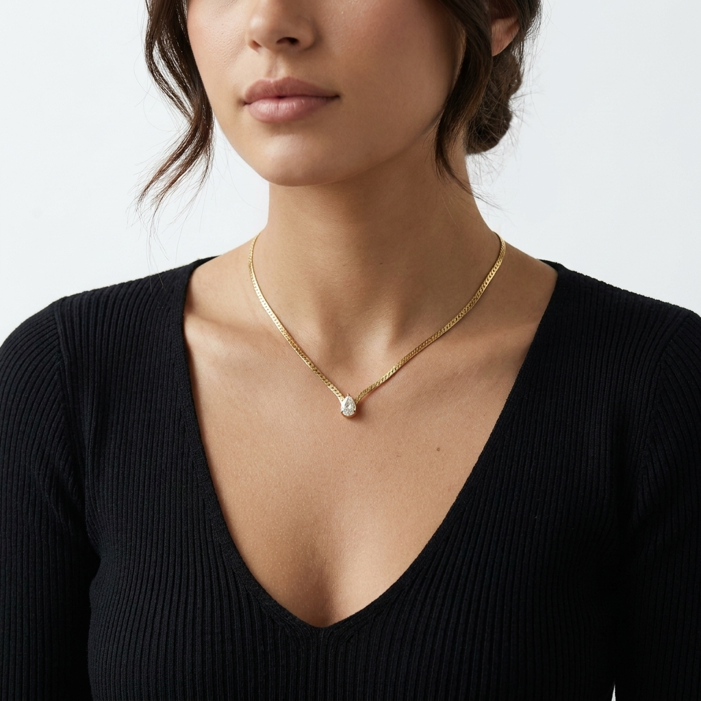 Teardrop Bezel Necklace