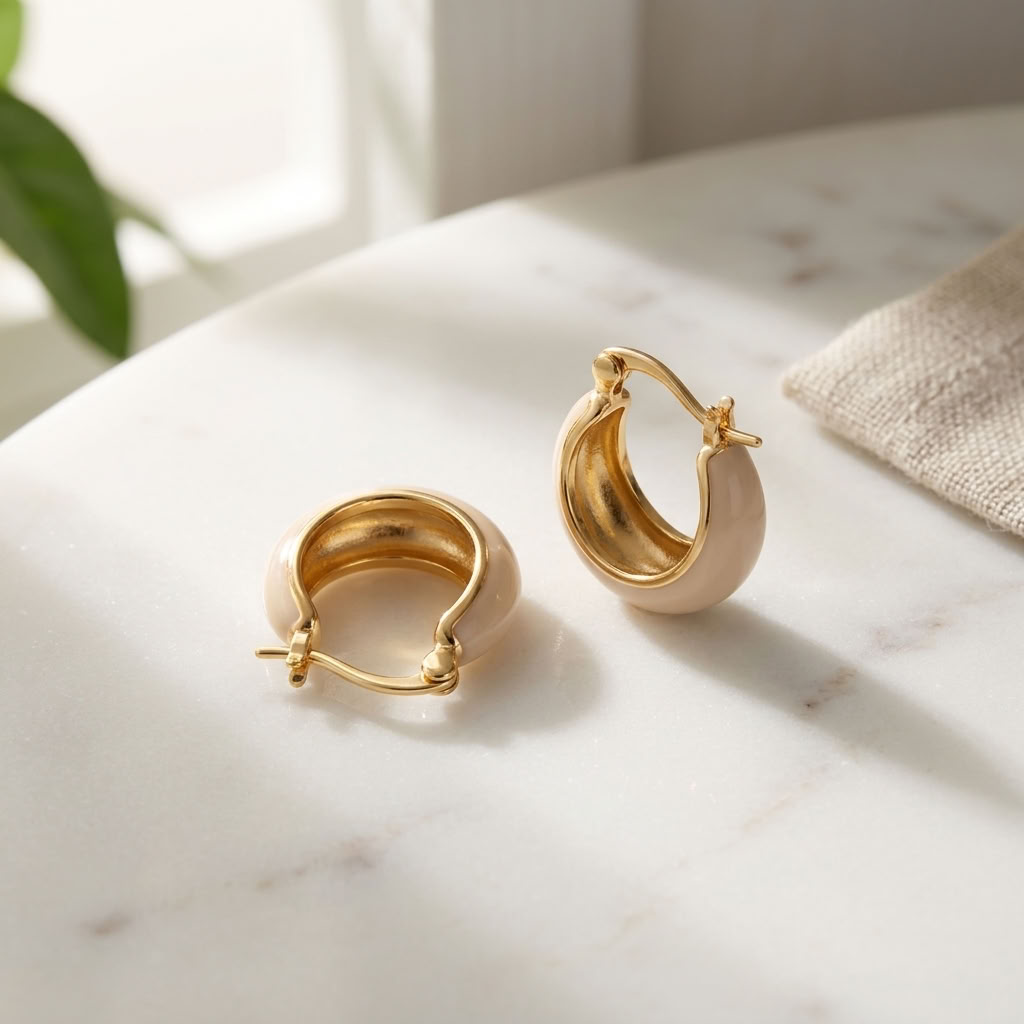 Lottie Cream Chunky Hoops