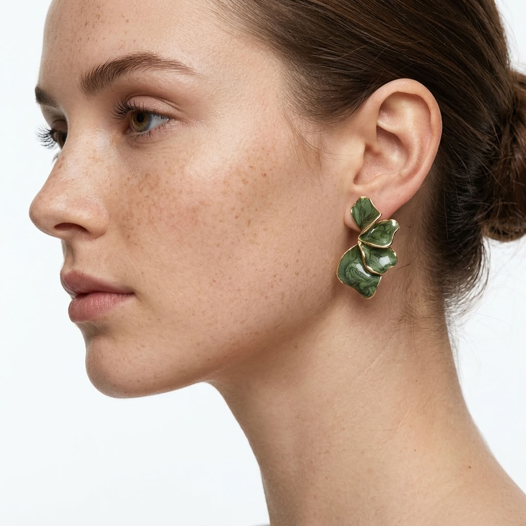 Capucine Green Petal Earrings