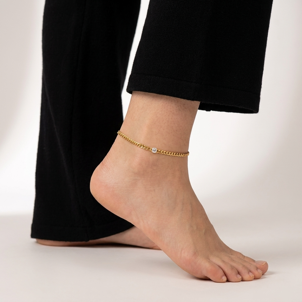 Celia Solitaire Chain Anklet