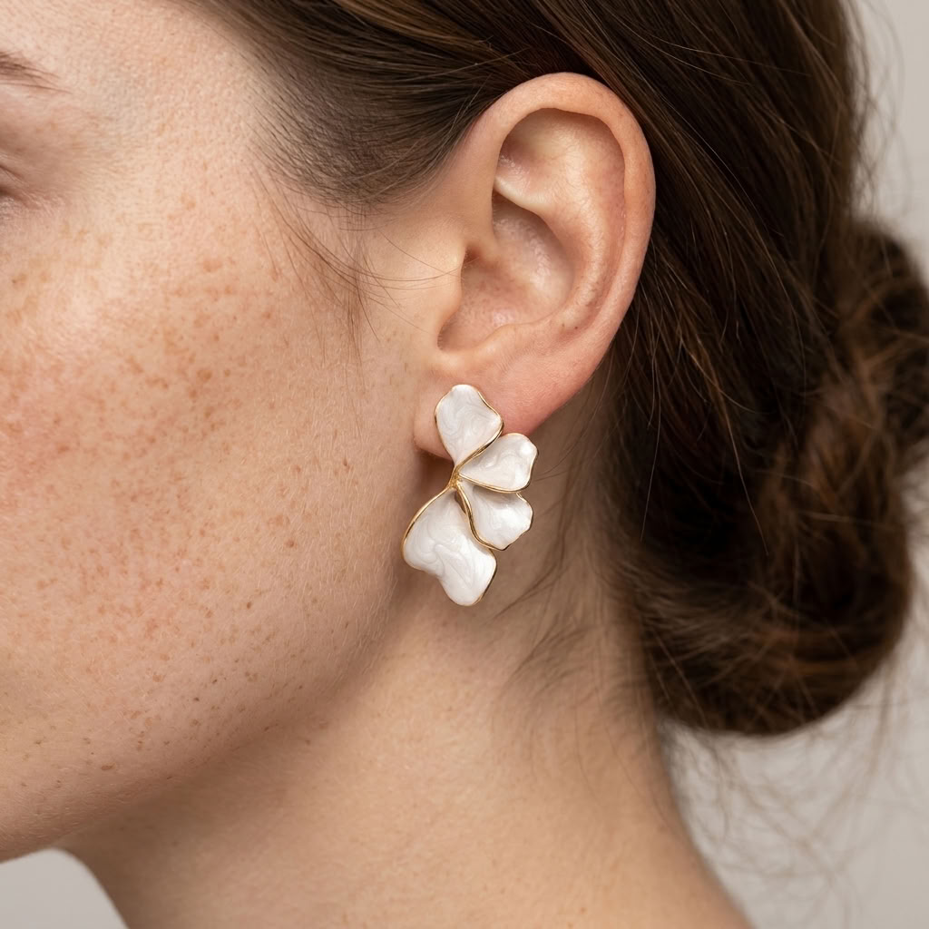 Capucine White Petal Earrings