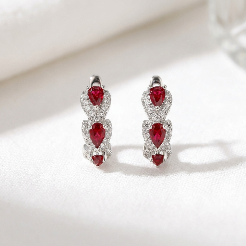 Crimson Ruby Hoops