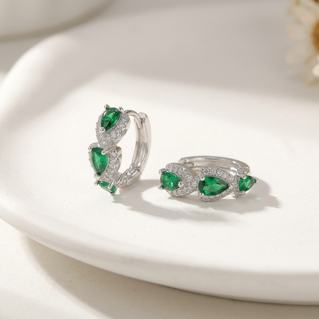 Forest Emerald Hoops