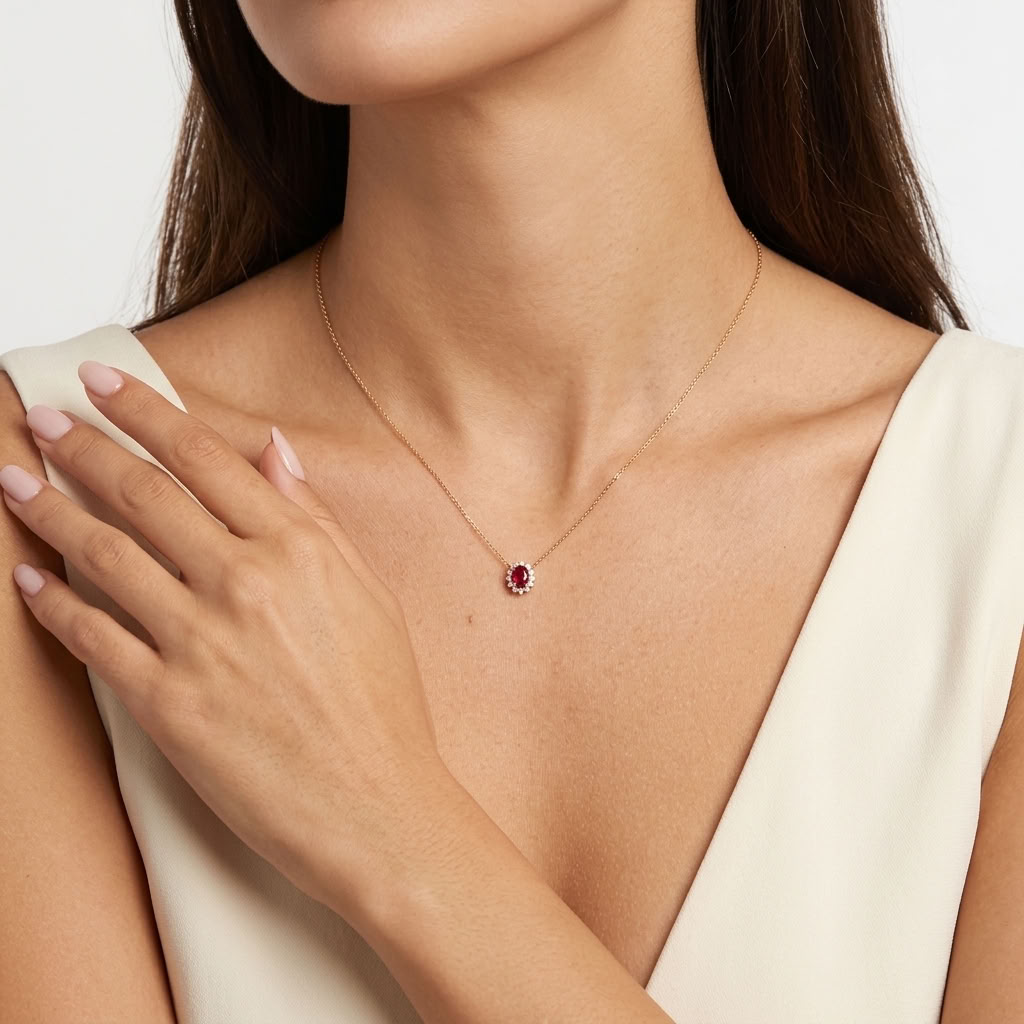 Cécile Red Halo Necklace