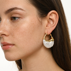 Perla Gold Baroque Pearl Chunky Hoop Earrings