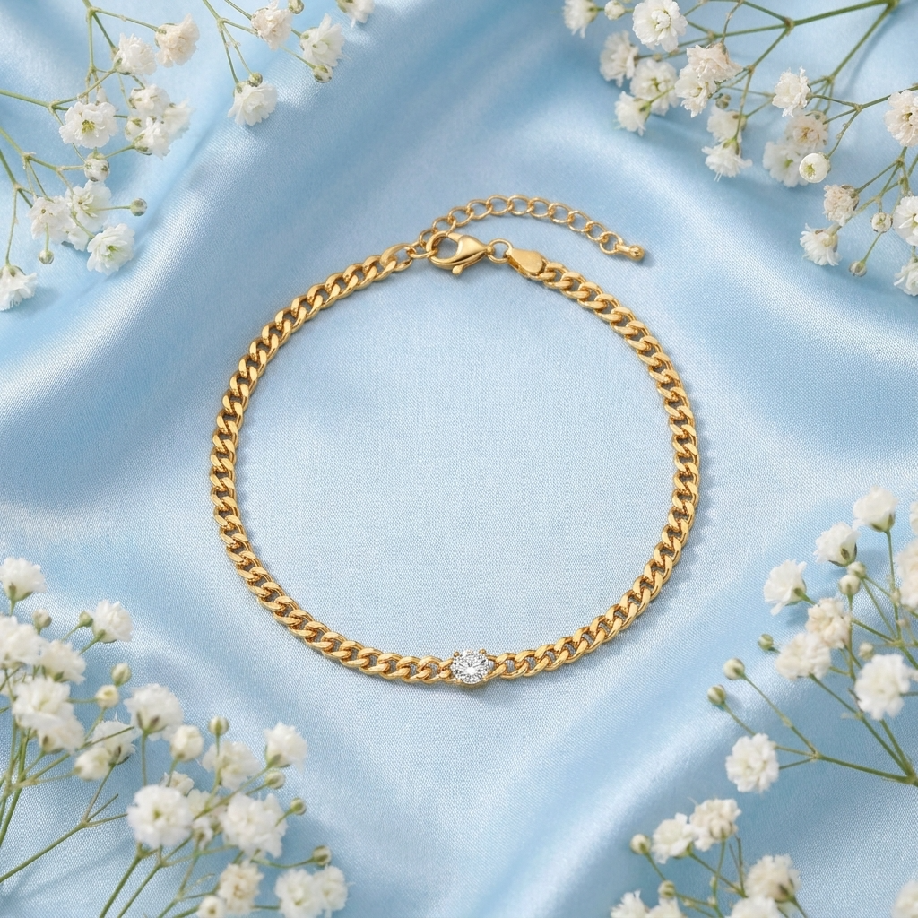 Celia Solitaire Chain Anklet