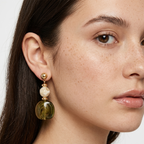 Amara Green Marbled Acrylic Statement Drop Earrings