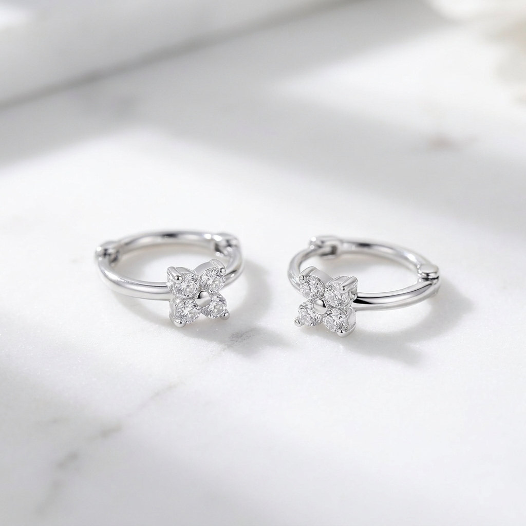Sparkle Silver Hoops