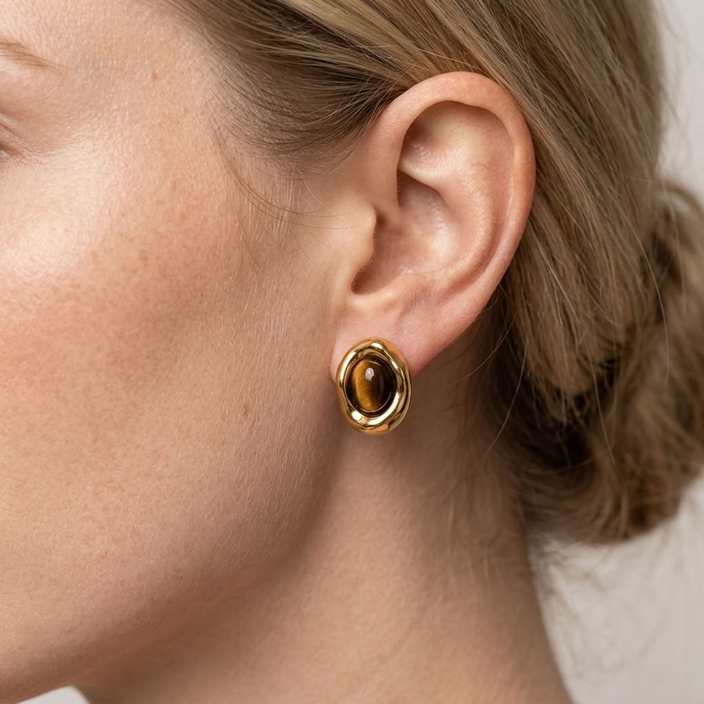 Corinne Tiger's Eye Studs
