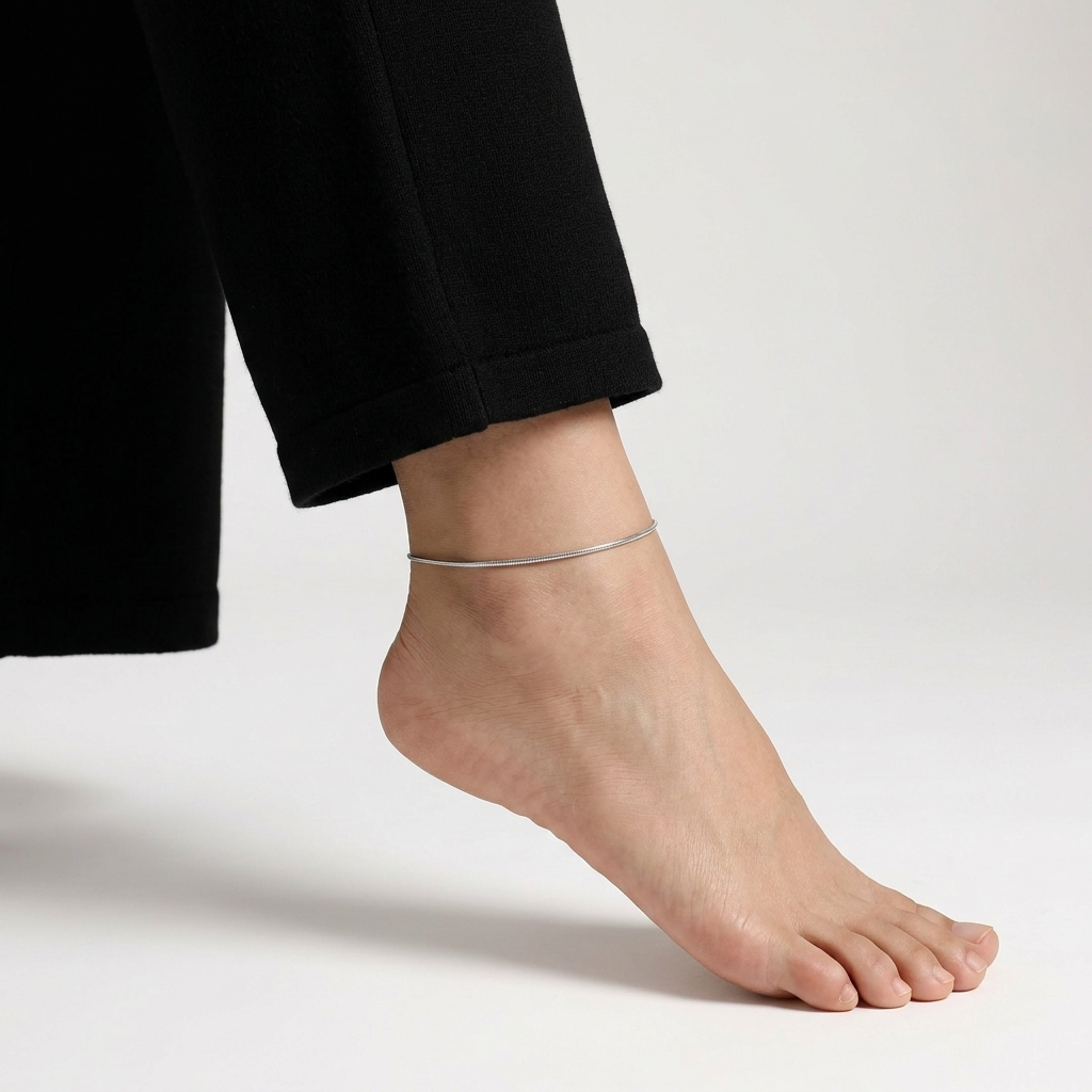 Jade Sleek Silver Anklet
