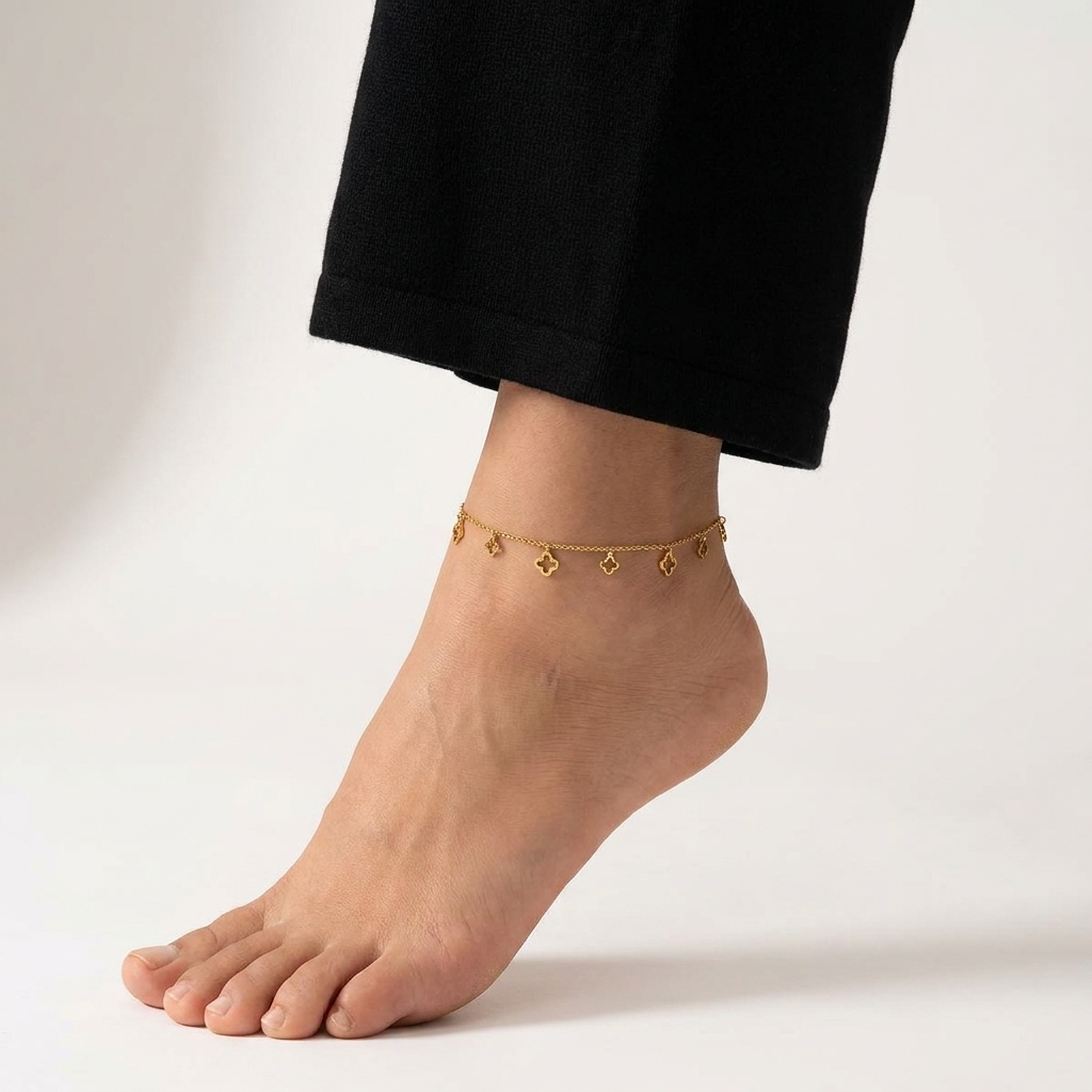 Elina Clover Frame Anklet