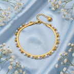 Mireya Pearl Herringbone Anklet