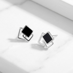 Yvette Black Square Studs