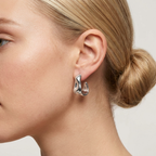 Maya Ripple Silver Hoops