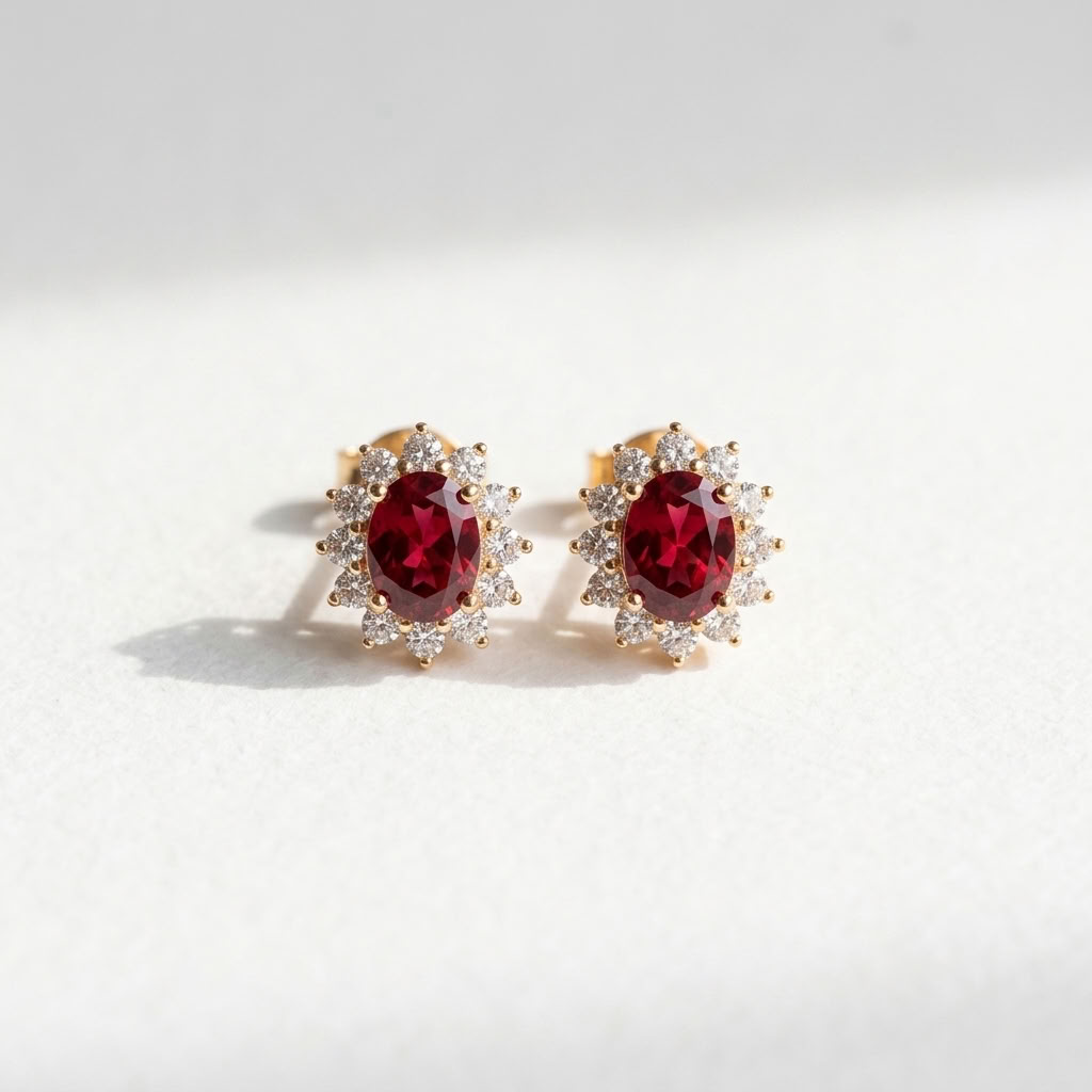 Cécile Red Halo Studs