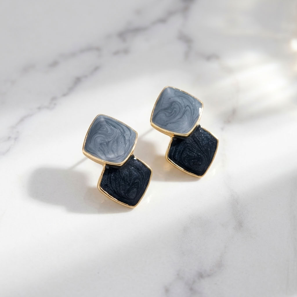 Ondine Blue Marbled Earrings