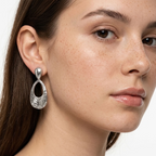 Nadia Silver Textured Teardrop Statement Earrings
