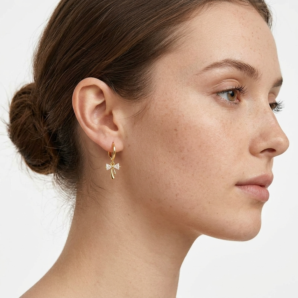 Dainty Bow Gold Hoops