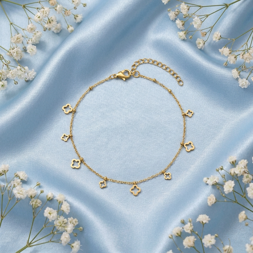 Elina Clover Frame Anklet