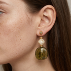Amara Green Marbled Acrylic Statement Drop Earrings