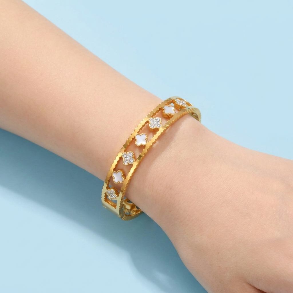 Miya Gold Clover Bangle